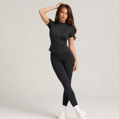 Veste de sport cintrée manches courtes noir
