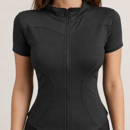 Veste de sport cintrée manches courtes noir