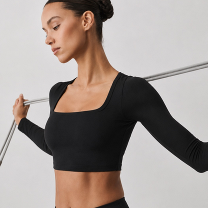 Crop top de yoga manches longues
