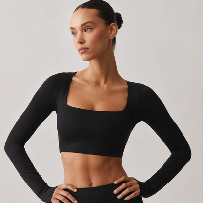 Crop top de yoga manches longues